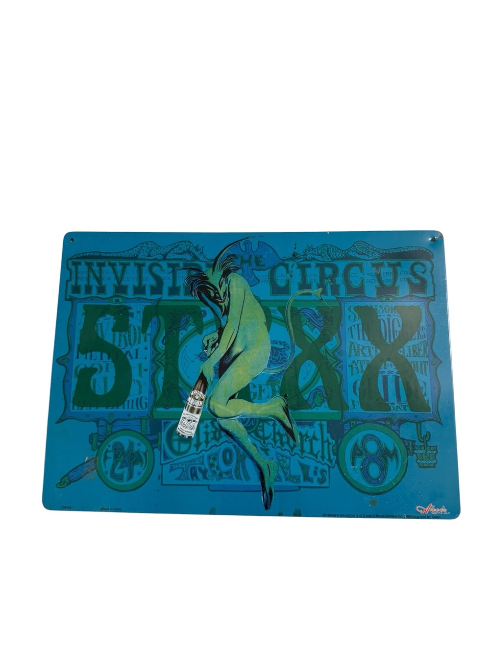 Invisible Circus Styxx Metal Tin Sign Avenue LA Psychedelic Green Devil 2006